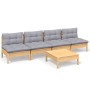 Juego de muebles de jardín 5 pzas y cojines madera pino gris de , Conjuntos de jardín - Ref: Foro24-3096129, Precio: 353,42 €...