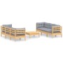 Juego de muebles de jardín 7 pzas y cojines madera de pino gris de , Conjuntos de jardín - Ref: Foro24-3096117, Precio: 539,0...