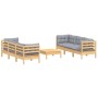 Juego de muebles de jardín 7 pzas y cojines madera de pino gris de , Conjuntos de jardín - Ref: Foro24-3096117, Precio: 539,0...