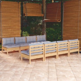 Juego de muebles de jardín 9 pzas y cojines madera maciza pino de , Conjuntos de jardín - Ref: Foro24-3096141, Precio: 657,04...