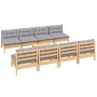 Juego de muebles de jardín 9 pzas y cojines madera maciza pino de , Conjuntos de jardín - Ref: Foro24-3096141, Precio: 657,04...