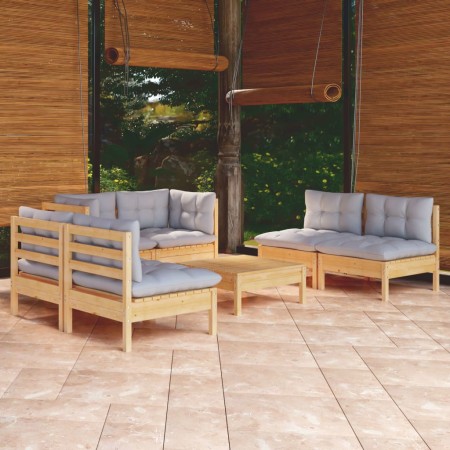 Juego de muebles de jardín 7 pzas y cojines madera maciza pino de , Conjuntos de jardín - Ref: Foro24-3096213, Precio: 512,36...