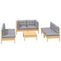 Juego de muebles de jardín 7 pzas y cojines madera maciza pino de , Conjuntos de jardín - Ref: Foro24-3096213, Precio: 512,36...