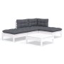 Muebles de jardín 5 pzas con cojines blanco madera de pino de , Conjuntos de jardín - Ref: Foro24-3096293, Precio: 381,07 €, ...