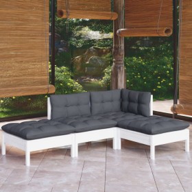 Muebles de jardín 4 pzas con cojines madera maciza de pino de , Conjuntos de jardín - Ref: Foro24-3096287, Precio: 333,22 €, ...