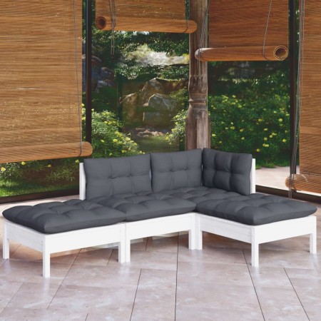 Muebles de jardín 4 pzas con cojines madera maciza de pino de , Conjuntos de jardín - Ref: Foro24-3096287, Precio: 333,22 €, ...