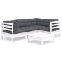 Muebles de jardín 5 pzas con cojines blanco madera de pino de , Conjuntos de jardín - Ref: Foro24-3096377, Precio: 435,62 €, ...