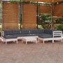 Muebles de jardín 10 pzas con cojines blanco madera maciza pino de , Conjuntos de jardín - Ref: Foro24-3096714, Precio: 817,4...