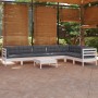 Muebles de jardín 8 pzas con cojines blanco madera maciza pino de , Conjuntos de jardín - Ref: Foro24-3096702, Precio: 677,64...