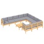 Juego de muebles de jardín 11 pzas y cojines madera de pino de , Conjuntos de jardín - Ref: Foro24-3097000, Precio: 837,33 €,...