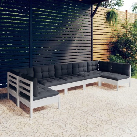 Muebles de jardín 7 pzas y cojines blanco madera maciza de pino de , Conjuntos de jardín - Ref: Foro24-3097164, Precio: 588,0...