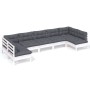 Muebles de jardín 7 pzas y cojines blanco madera maciza de pino de , Conjuntos de jardín - Ref: Foro24-3097164, Precio: 588,0...