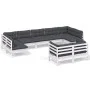Muebles de jardín 9 pzas y cojines blanco madera maciza de pino de , Conjuntos de jardín - Ref: Foro24-3097248, Precio: 808,2...