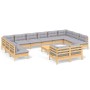 Juego de muebles de jardín 13 pzas y cojines madera pino gris de , Conjuntos de jardín - Ref: Foro24-3097276, Precio: 965,82 ...