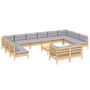 Juego de muebles de jardín 13 pzas y cojines madera pino gris de , Conjuntos de jardín - Ref: Foro24-3097276, Precio: 965,82 ...
