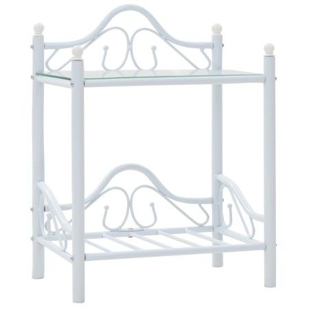 Mesita de noche de acero y vidrio templado 45x30,5x60 cm blanco de vidaXL, Mesitas de noche - Ref: Foro24-246728, Precio: 46,...