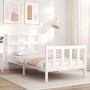 Estructura de cama con cabecero madera maciza blanco de , Camas y somieres - Ref: Foro24-3192977, Precio: 102,06 €, Descuento: %