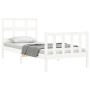 Estructura de cama con cabecero madera maciza blanco de , Camas y somieres - Ref: Foro24-3192977, Precio: 102,06 €, Descuento: %
