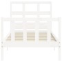 Estructura de cama con cabecero madera maciza blanco de , Camas y somieres - Ref: Foro24-3192977, Precio: 102,06 €, Descuento: %