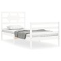 Estructura de cama con cabecero madera maciza blanco de , Camas y somieres - Ref: Foro24-3194407, Precio: 104,63 €, Descuento: %