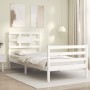 Estructura de cama con cabecero madera maciza blanco de , Camas y somieres - Ref: Foro24-3194407, Precio: 104,63 €, Descuento: %