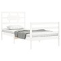 Estructura de cama con cabecero madera maciza blanco de , Camas y somieres - Ref: Foro24-3194407, Precio: 104,63 €, Descuento: %