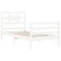 Estructura de cama con cabecero madera maciza blanco de , Camas y somieres - Ref: Foro24-3194407, Precio: 104,63 €, Descuento: %