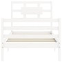 Estructura de cama con cabecero madera maciza blanco de , Camas y somieres - Ref: Foro24-3194407, Precio: 104,63 €, Descuento: %