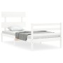 Estructura de cama con cabecero madera maciza blanco de , Camas y somieres - Ref: Foro24-3195057, Precio: 98,02 €, Descuento: %