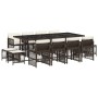 Set muebles de jardín 13 pzas y cojines ratán sintético marrón en Conjuntos de jardín | Comprar online en Foru.es