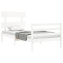 Estructura de cama con cabecero madera maciza blanco de , Camas y somieres - Ref: Foro24-3195057, Precio: 98,02 €, Descuento: %