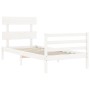 Estructura de cama con cabecero madera maciza blanco de , Camas y somieres - Ref: Foro24-3195057, Precio: 98,02 €, Descuento: %