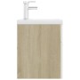 Mueble con lavabo aglomerado blanco y roble Sonoma de , Tocadores de baño - Ref: Foro24-3071302, Precio: 320,81 €, Descuento: %
