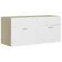 Mueble con lavabo aglomerado blanco y roble Sonoma de , Tocadores de baño - Ref: Foro24-3071302, Precio: 320,81 €, Descuento: %