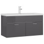 Mueble con lavabo madera de ingeniería gris brillante de , Tocadores de baño - Ref: Foro24-3071296, Precio: 288,49 €, Descuen...