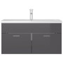 Mueble con lavabo madera de ingeniería gris brillante de , Tocadores de baño - Ref: Foro24-3071296, Precio: 288,49 €, Descuen...