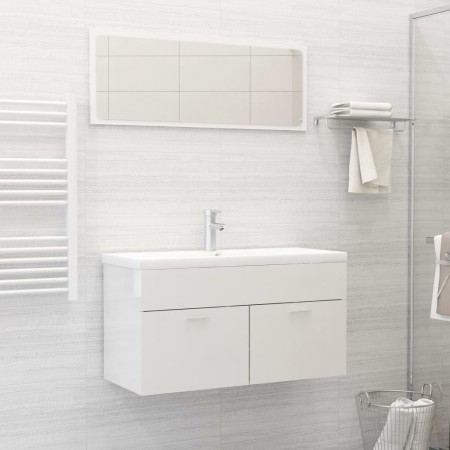 Juego de muebles de baño madera de ingeniería blanco brillo de , Muebles de baño - Ref: Foro24-3071339, Precio: 328,25 €, Des...