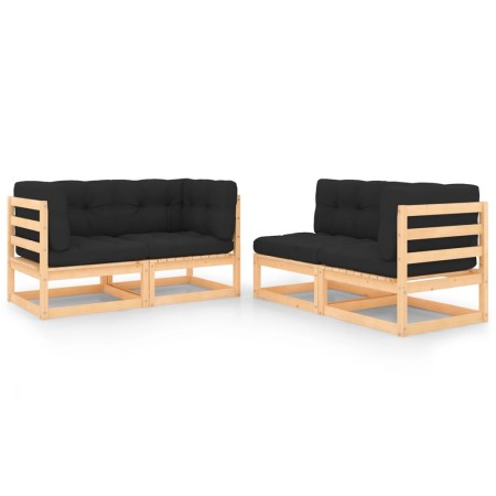 Juego de muebles de jardín 4 pzas y cojines madera maciza pino de , Conjuntos de jardín - Ref: Foro24-3083786, Precio: 358,99...