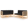 Juego de muebles de jardín 4 pzas y cojines madera maciza pino de , Conjuntos de jardín - Ref: Foro24-3083786, Precio: 358,99...
