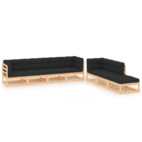 Juego de muebles de jardín 7 pzas y cojines madera maciza pino de , Conjuntos de jardín - Ref: Foro24-3083814, Precio: 597,91...