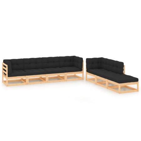 Juego de muebles de jardín 7 pzas y cojines madera maciza pino de , Conjuntos de jardín - Ref: Foro24-3083814, Precio: 597,91...
