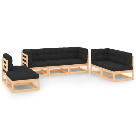 Juego de muebles de jardín 7 pzas y cojines madera maciza pino de , Conjuntos de jardín - Ref: Foro24-3083816, Precio: 597,91...