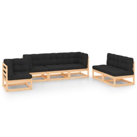 Juego de muebles de jardín 6 pzas y cojines madera maciza pino de , Conjuntos de jardín - Ref: Foro24-3083821, Precio: 547,38...