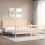 Estructura de cama con cabecero madera maciza 200x200 cm de , Camas y somieres - Ref: Foro24-3192966, Precio: 186,10 €, Descu...
