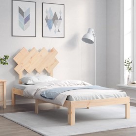 Estructura de cama con cabecero madera maciza de , Camas y somieres - Ref: Foro24-3193691, Precio: 88,63 €, Descuento: %