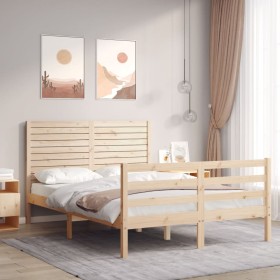 Estructura de cama con cabecero madera maciza 140x190 cm de , Camas y somieres - Ref: Foro24-3195006, Precio: 158,59 €, Descu...