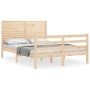 Estructura de cama con cabecero madera maciza 140x190 cm de , Camas y somieres - Ref: Foro24-3195006, Precio: 158,59 €, Descu...