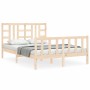 Estructura de cama de matrimonio con cabecero madera maciza de , Camas y somieres - Ref: Foro24-3191946, Precio: 135,56 €, De...
