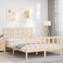 Estructura de cama de matrimonio con cabecero madera maciza de , Camas y somieres - Ref: Foro24-3191946, Precio: 135,56 €, De...