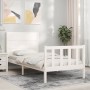 Estructura de cama individual con cabecero madera maciza blanco de , Camas y somieres - Ref: Foro24-3192712, Precio: 132,46 €...